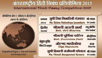 अंतरराष्ट्रीय हिंदी निबंध प्रतियोगिता 2015 के परिणाम